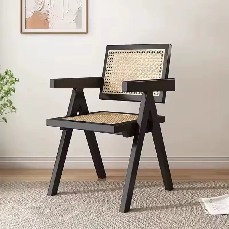 Modern Price High Quality Rattan Chair Wooden Dining Chair Solid Wood Rattan Chairs for Balconies Coffee Shop Outdoor Courtyard