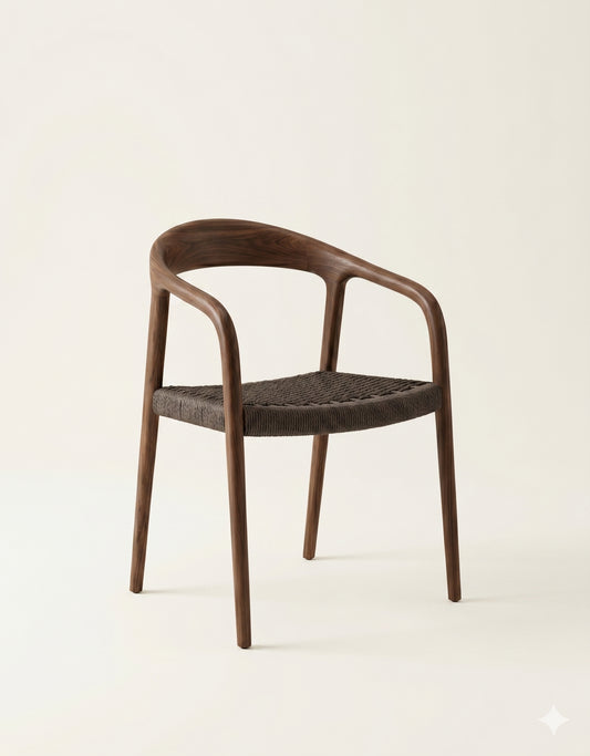 Wholesale Solid Natural Wood Color Restaurant Hotel Luxury Modern Rattan Dining Chair with Arms Wooden Dining Room Chairs