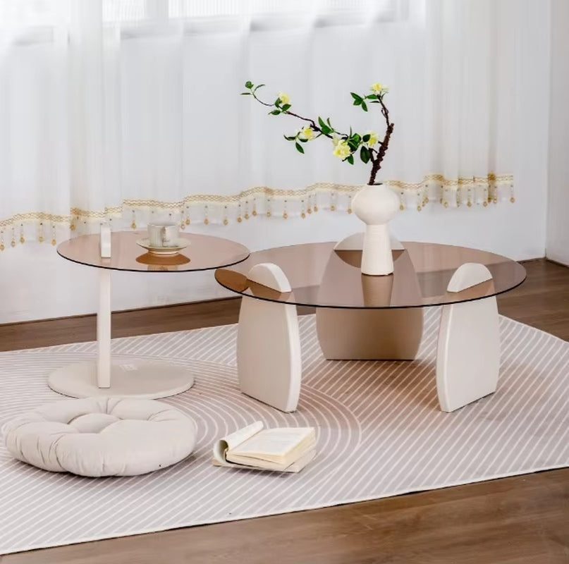 Design Couchtisch Set Holz & Glas | Exklusiv & Modern