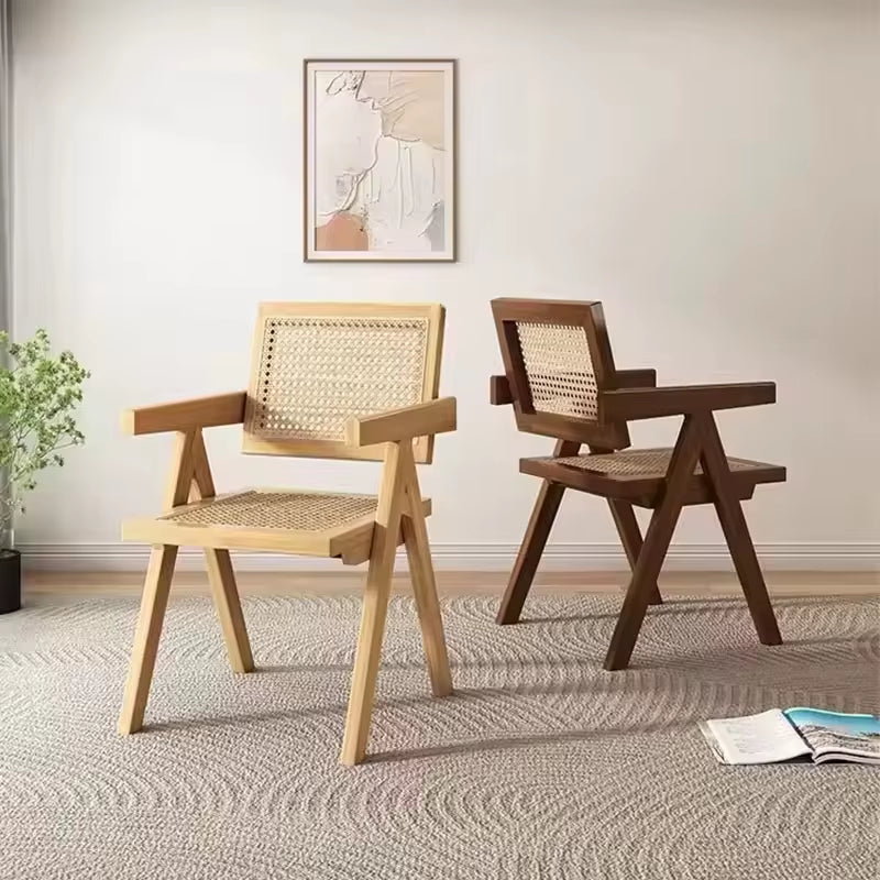 Modern Price High Quality Rattan Chair Wooden Dining Chair Solid Wood Rattan Chairs for Balconies Coffee Shop Outdoor Courtyard