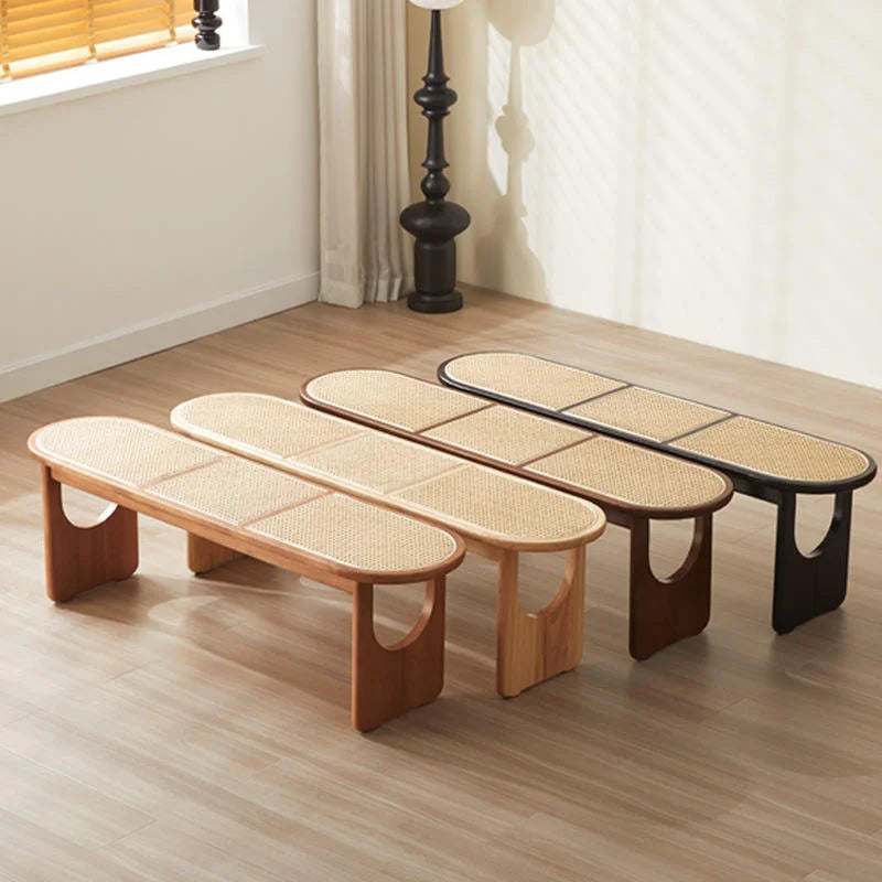 Rattan Sitzbank aus Massivholz im minimalistischen Design