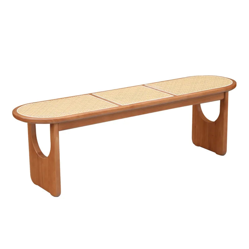 Rattan Sitzbank aus Massivholz im minimalistischen Design