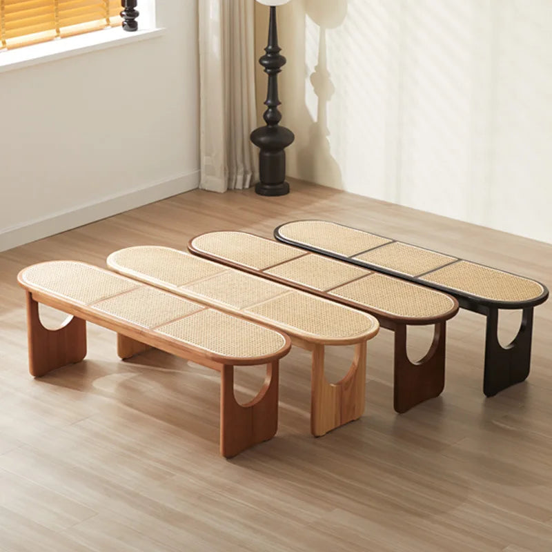 Rattan Sitzbank aus Massivholz im minimalistischen Design