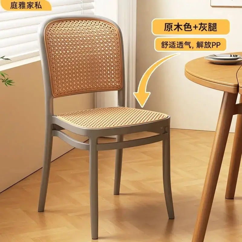 Nordic Dining Chairs Imitation Rattan Restaurant Chair Superimposed Computer Chair Stable Load-bearing Kitchen Furniture