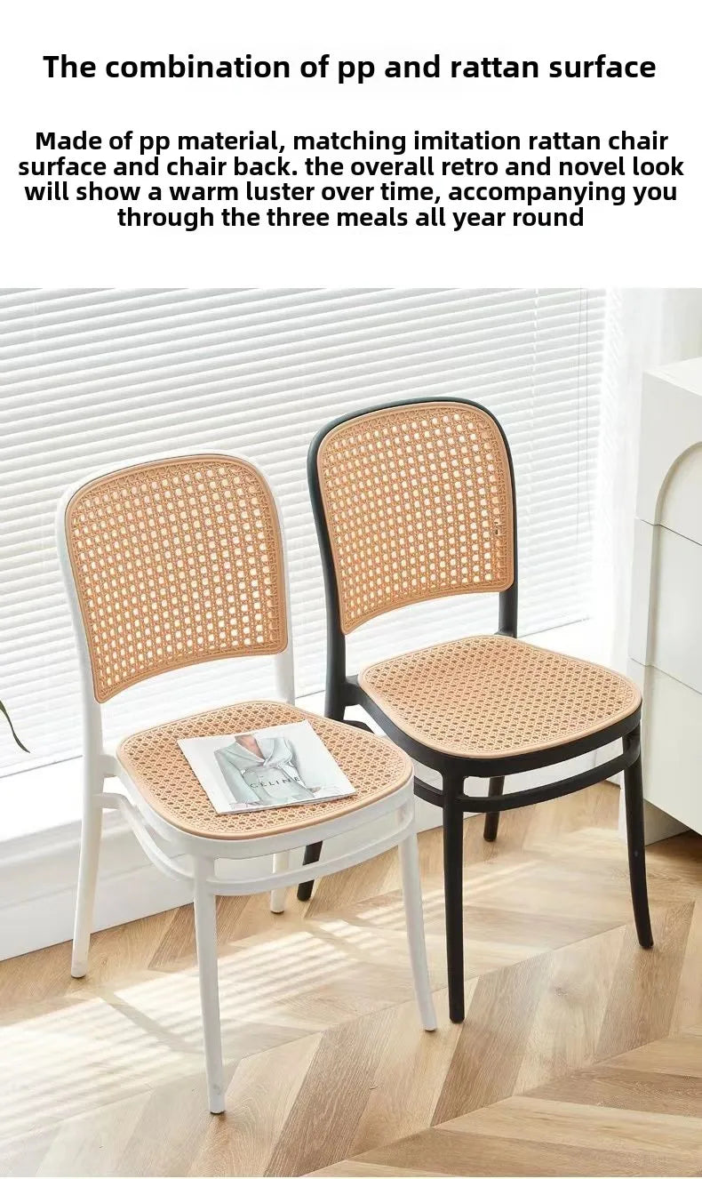 Nordic Dining Chairs Imitation Rattan Restaurant Chair Superimposed Computer Chair Stable Load-bearing Kitchen Furniture