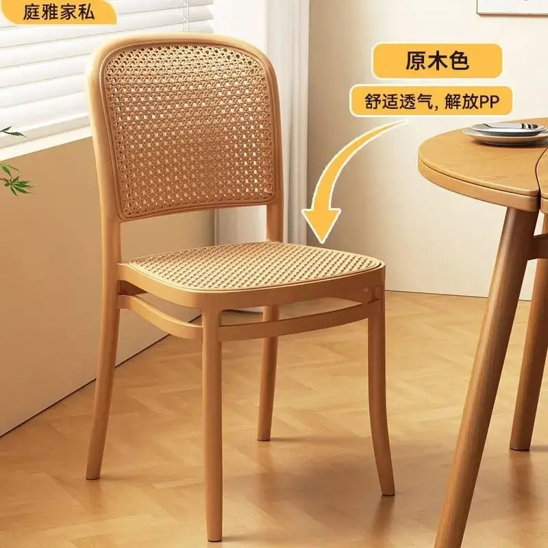 Nordic Dining Chairs Imitation Rattan Restaurant Chair Superimposed Computer Chair Stable Load-bearing Kitchen Furniture
