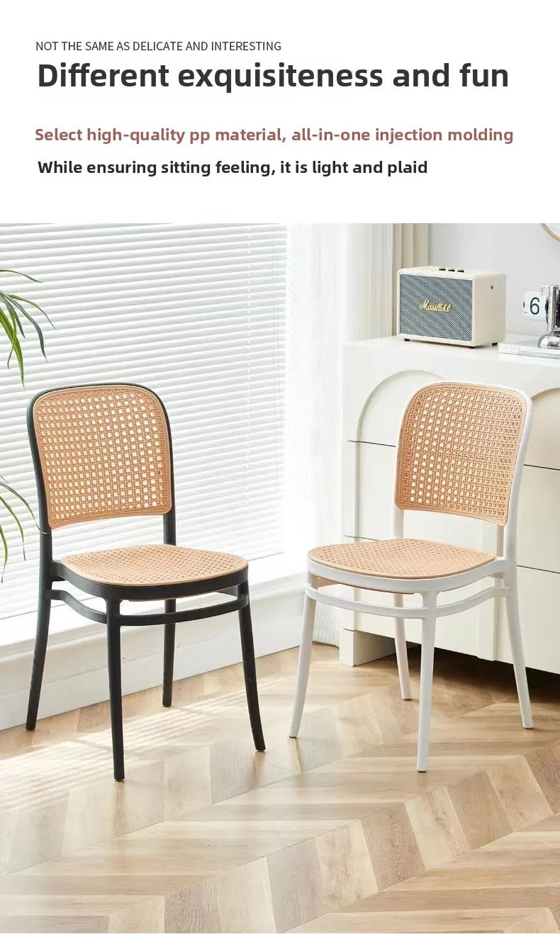 Nordic Dining Chairs Imitation Rattan Restaurant Chair Superimposed Computer Chair Stable Load-bearing Kitchen Furniture