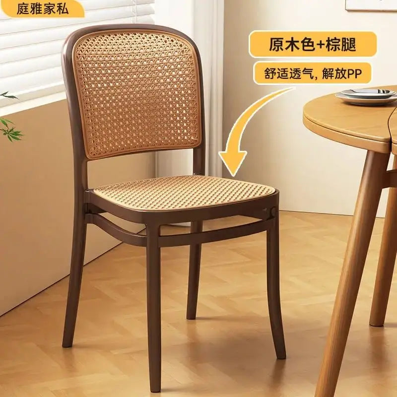 Nordic Dining Chairs Imitation Rattan Restaurant Chair Superimposed Computer Chair Stable Load-bearing Kitchen Furniture