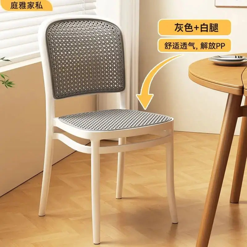 Nordic Dining Chairs Imitation Rattan Restaurant Chair Superimposed Computer Chair Stable Load-bearing Kitchen Furniture