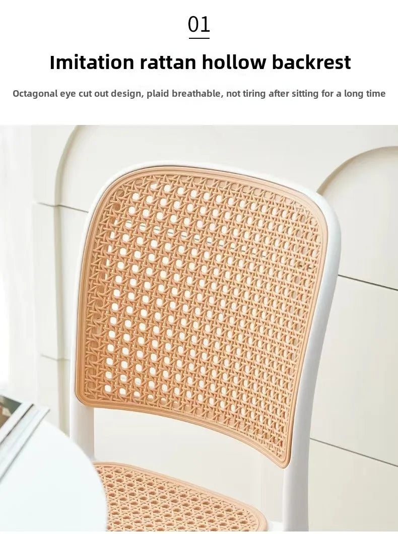 Nordic Dining Chairs Imitation Rattan Restaurant Chair Superimposed Computer Chair Stable Load-bearing Kitchen Furniture