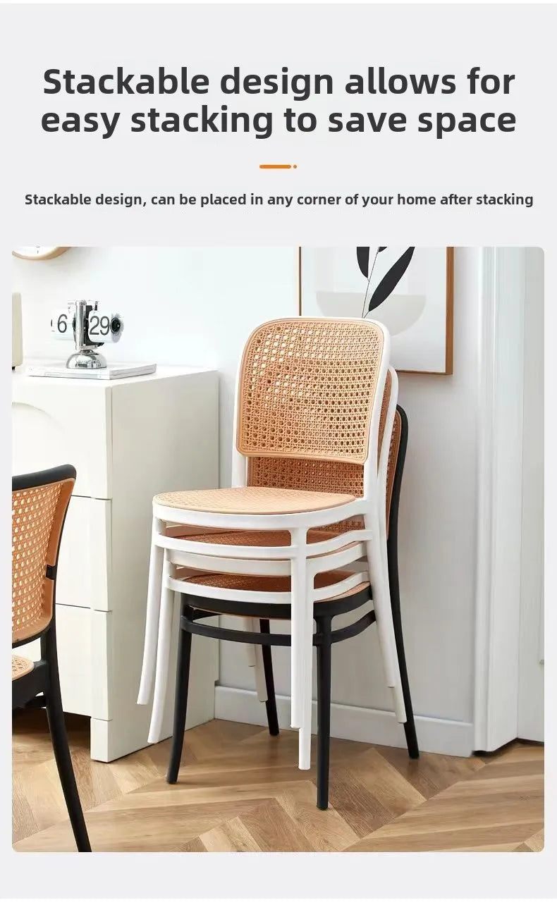 Nordic Dining Chairs Imitation Rattan Restaurant Chair Superimposed Computer Chair Stable Load-bearing Kitchen Furniture