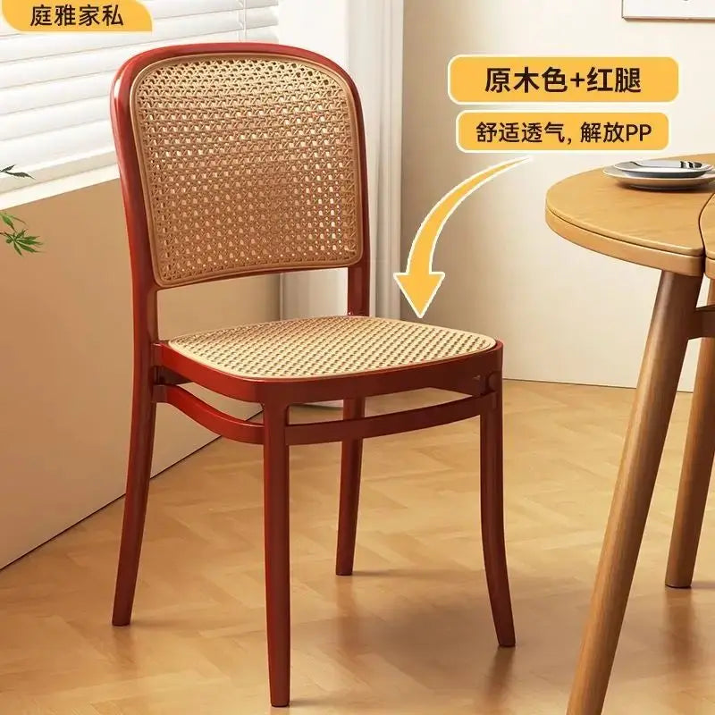 Nordic Dining Chairs Imitation Rattan Restaurant Chair Superimposed Computer Chair Stable Load-bearing Kitchen Furniture