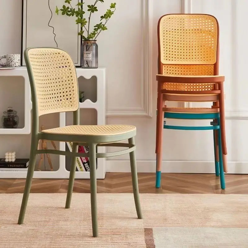 Nordic Dining Chairs Imitation Rattan Restaurant Chair Superimposed Computer Chair Stable Load-bearing Kitchen Furniture