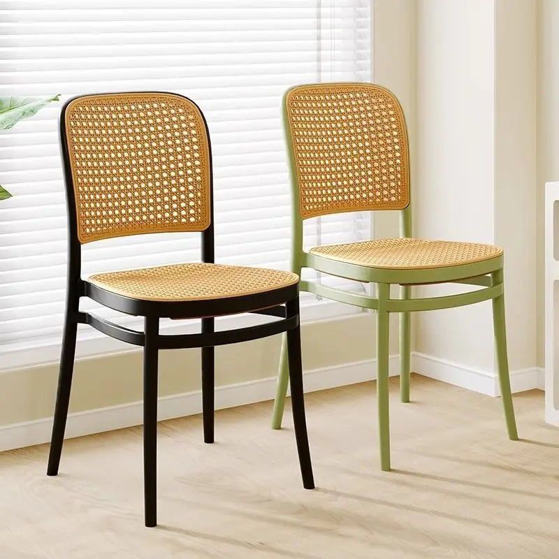 Nordic Dining Chairs Imitation Rattan Restaurant Chair Superimposed Computer Chair Stable Load-bearing Kitchen Furniture
