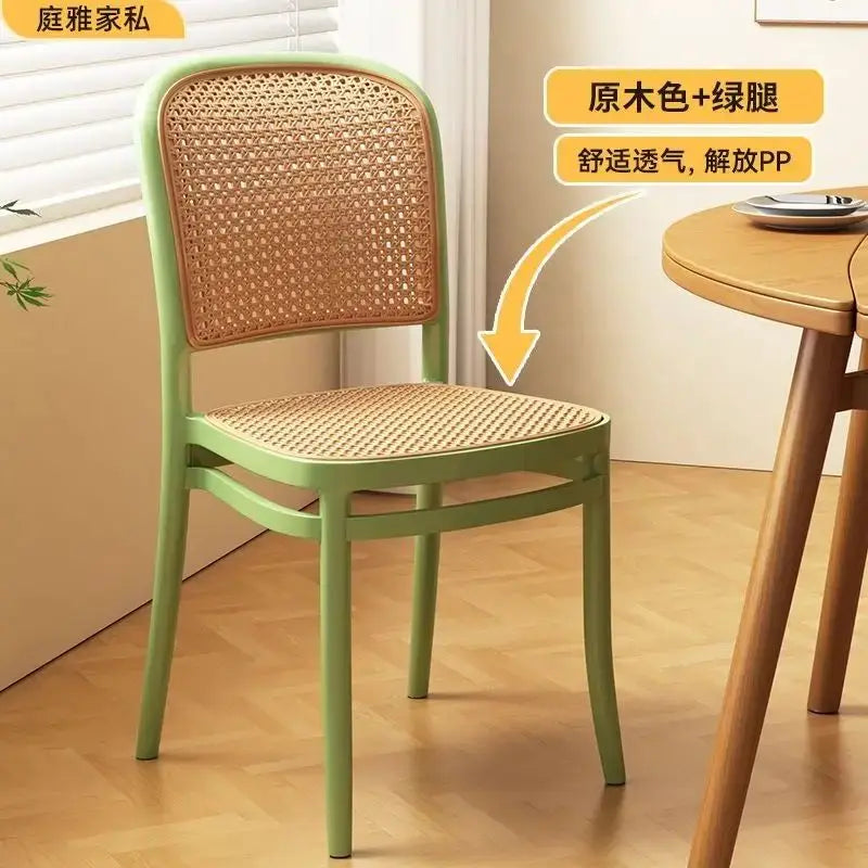 Nordic Dining Chairs Imitation Rattan Restaurant Chair Superimposed Computer Chair Stable Load-bearing Kitchen Furniture