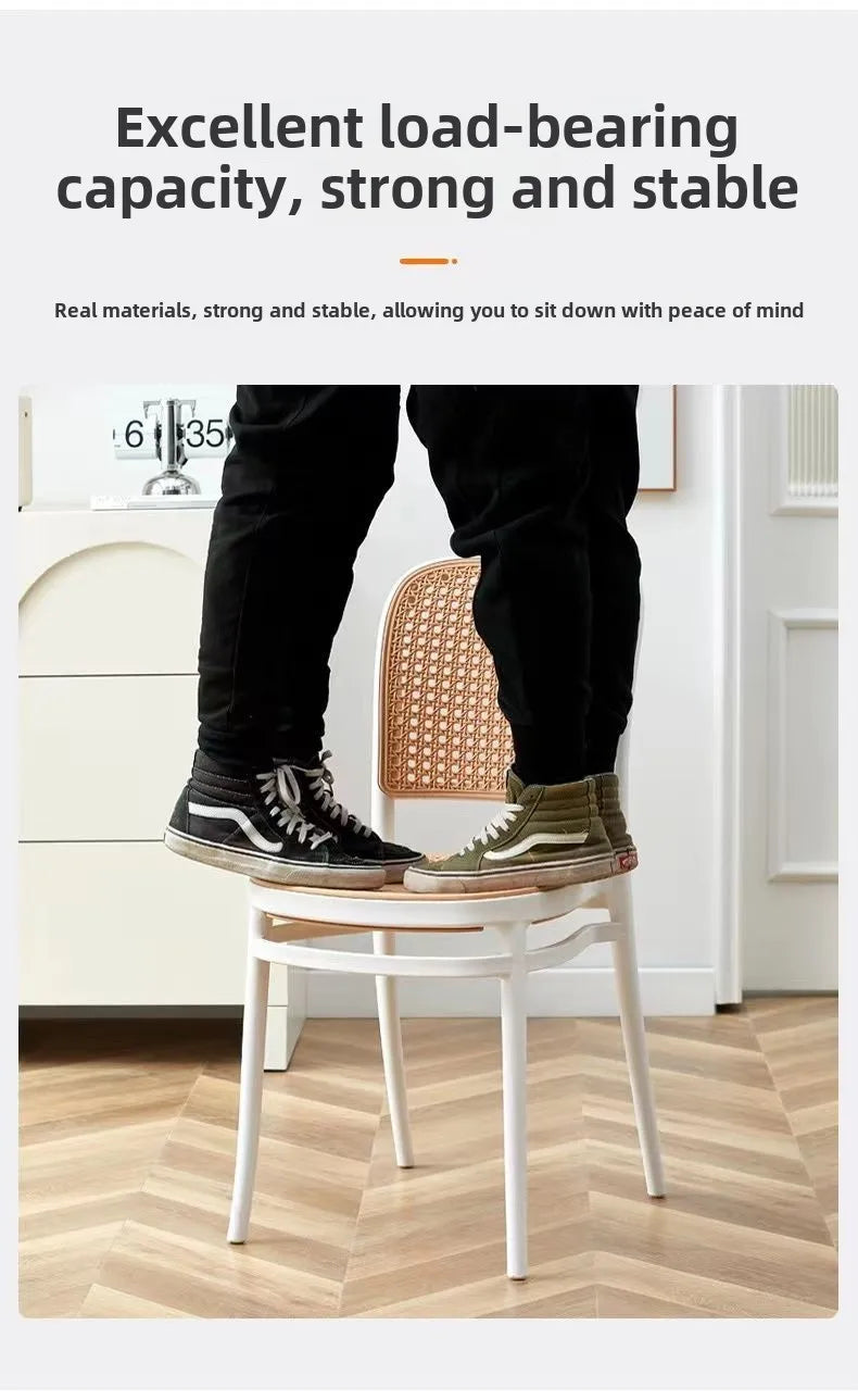Nordic Dining Chairs Imitation Rattan Restaurant Chair Superimposed Computer Chair Stable Load-bearing Kitchen Furniture