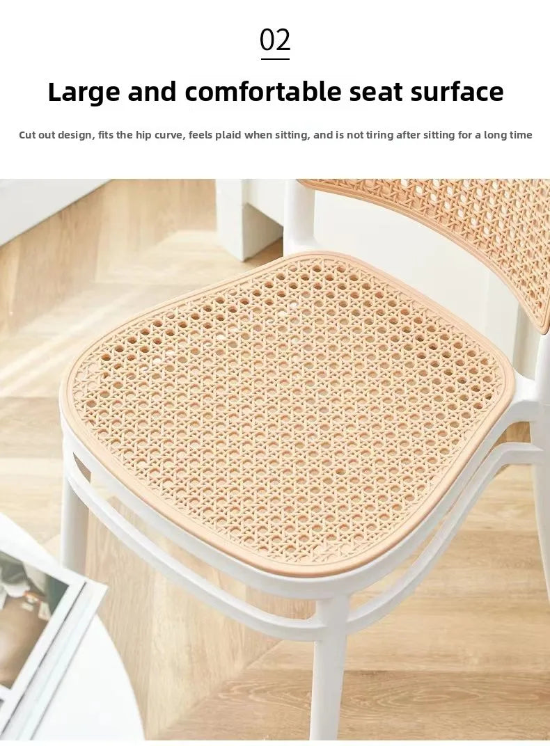 Nordic Dining Chairs Imitation Rattan Restaurant Chair Superimposed Computer Chair Stable Load-bearing Kitchen Furniture