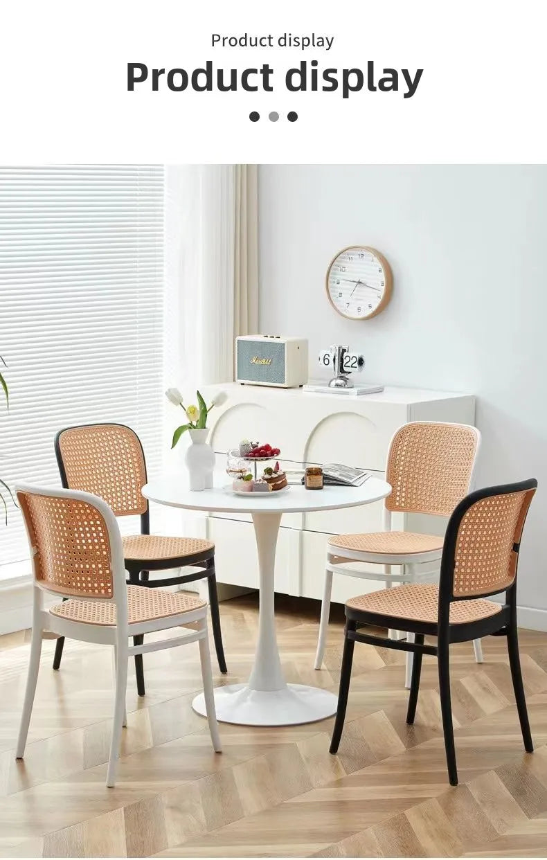 Nordic Dining Chairs Imitation Rattan Restaurant Chair Superimposed Computer Chair Stable Load-bearing Kitchen Furniture