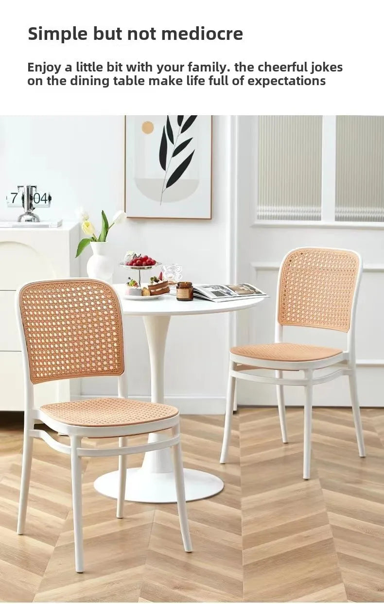 Nordic Dining Chairs Imitation Rattan Restaurant Chair Superimposed Computer Chair Stable Load-bearing Kitchen Furniture
