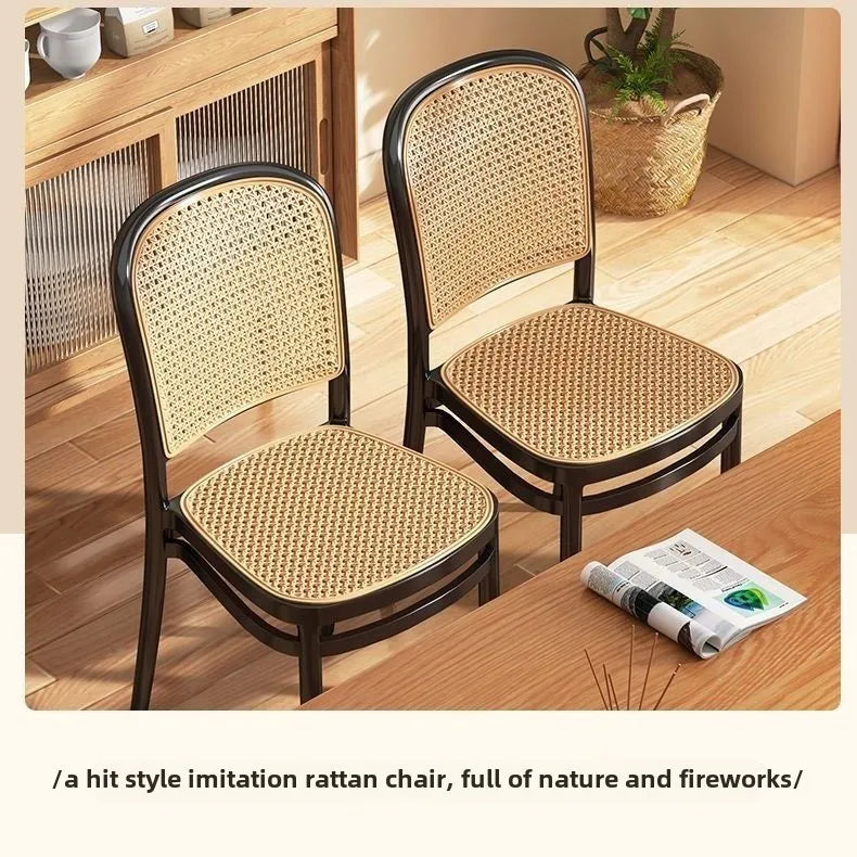 Nordic Dining Chairs Imitation Rattan Restaurant Chair Superimposed Computer Chair Stable Load-bearing Kitchen Furniture