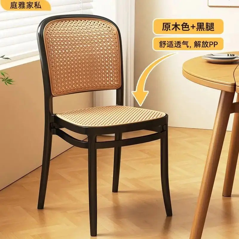 Nordic Dining Chairs Imitation Rattan Restaurant Chair Superimposed Computer Chair Stable Load-bearing Kitchen Furniture