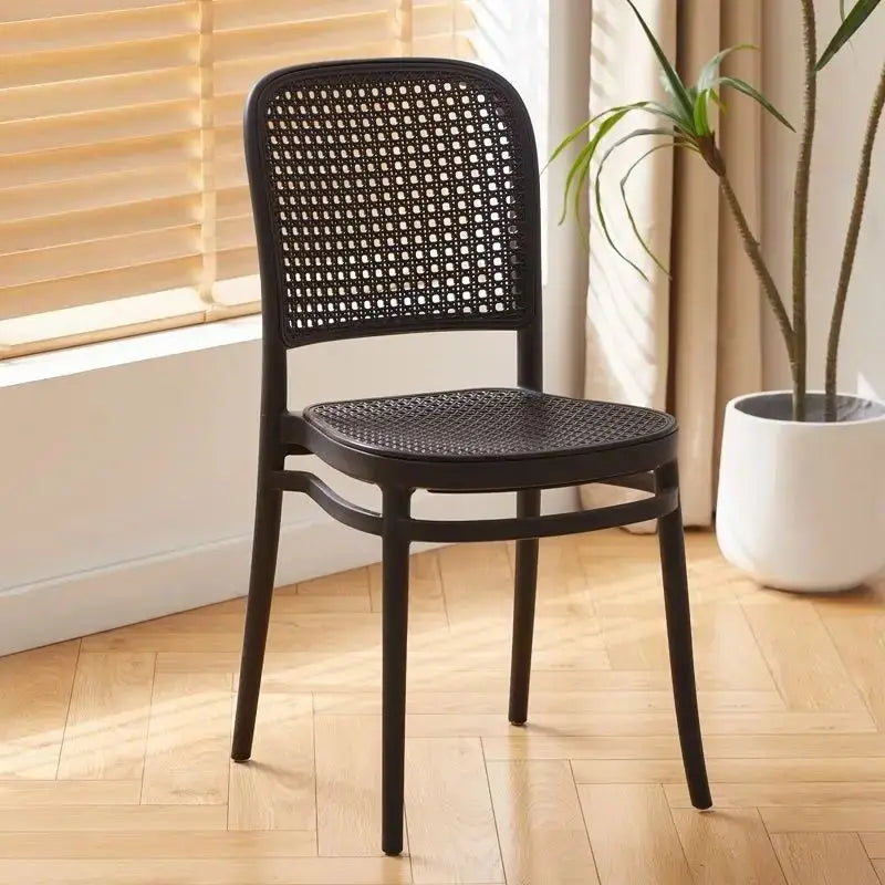 Nordic Dining Chairs Imitation Rattan Restaurant Chair Superimposed Computer Chair Stable Load-bearing Kitchen Furniture