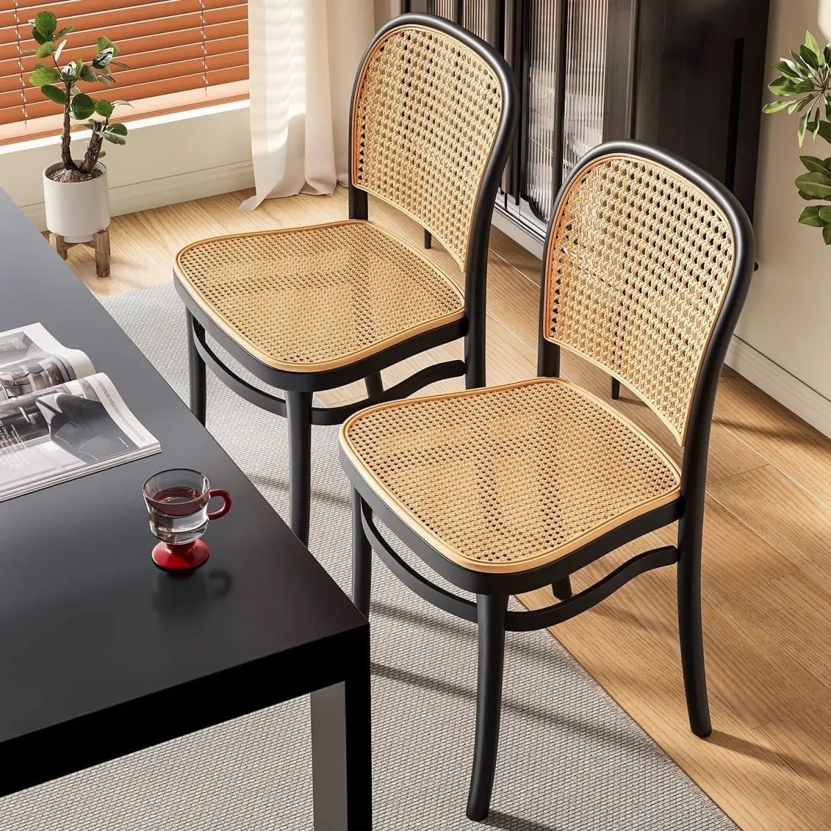 Nordic Dining Chairs Imitation Rattan Restaurant Chair Superimposed Computer Chair Stable Load-bearing Kitchen Furniture