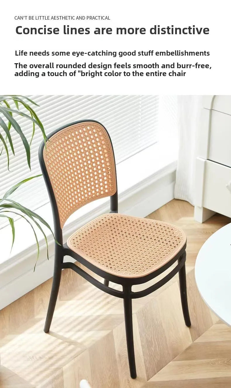 Nordic Dining Chairs Imitation Rattan Restaurant Chair Superimposed Computer Chair Stable Load-bearing Kitchen Furniture