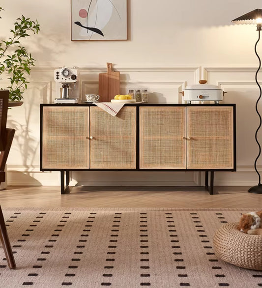 Custom Modern Style Dinning Room Living Room Furniture Modern Sideboard Cabinet Rattan Wooden Sideboard Cabinets