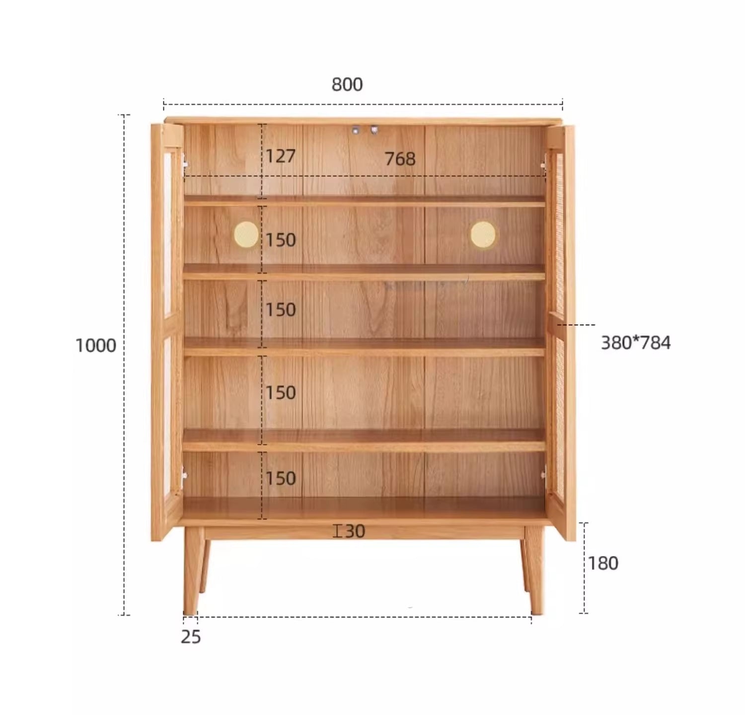 Household Entrance Shoe Cabinet, Solid Wood Rattan Storage Cabinet, Small Household Entrance Cabinet