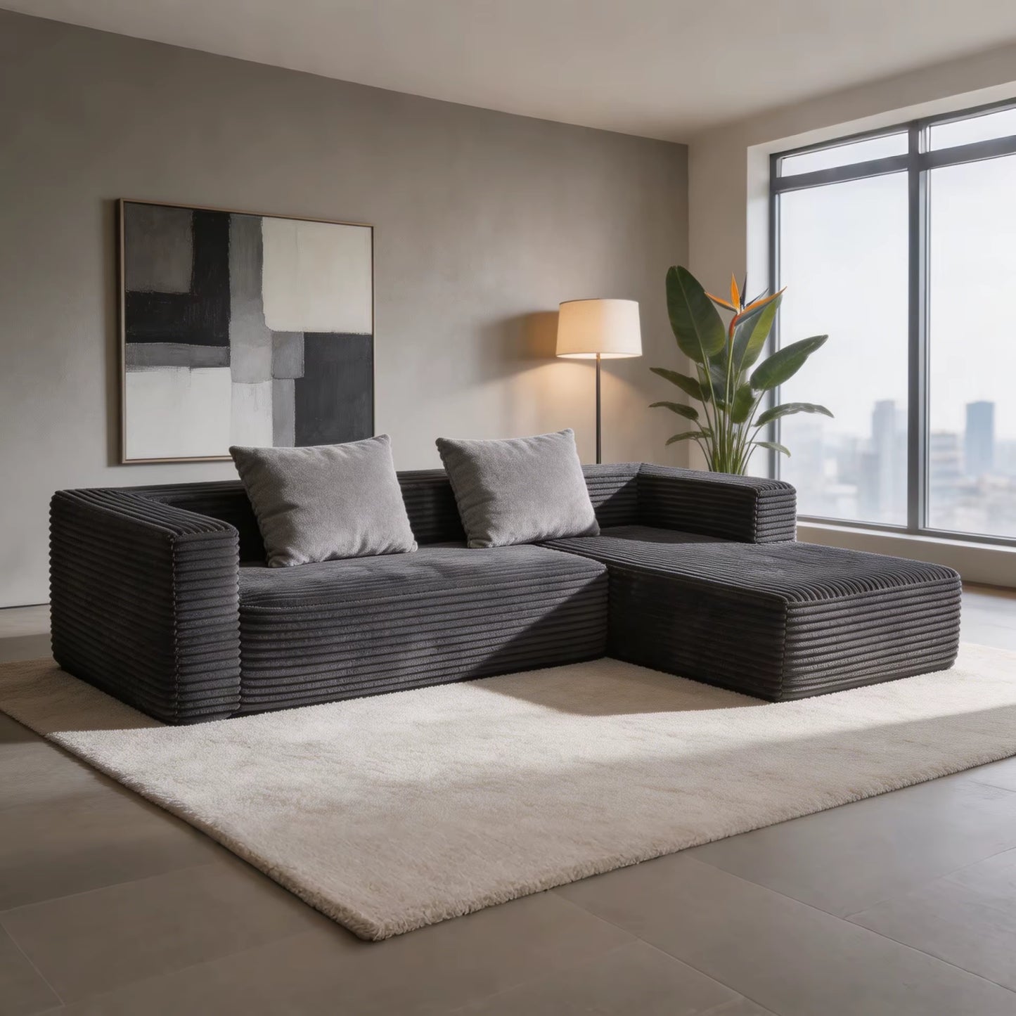 Versatile High Standard Foam Removable Lint Surface Portable Sectional Couch Modern Home Furniture Compressed Sofa