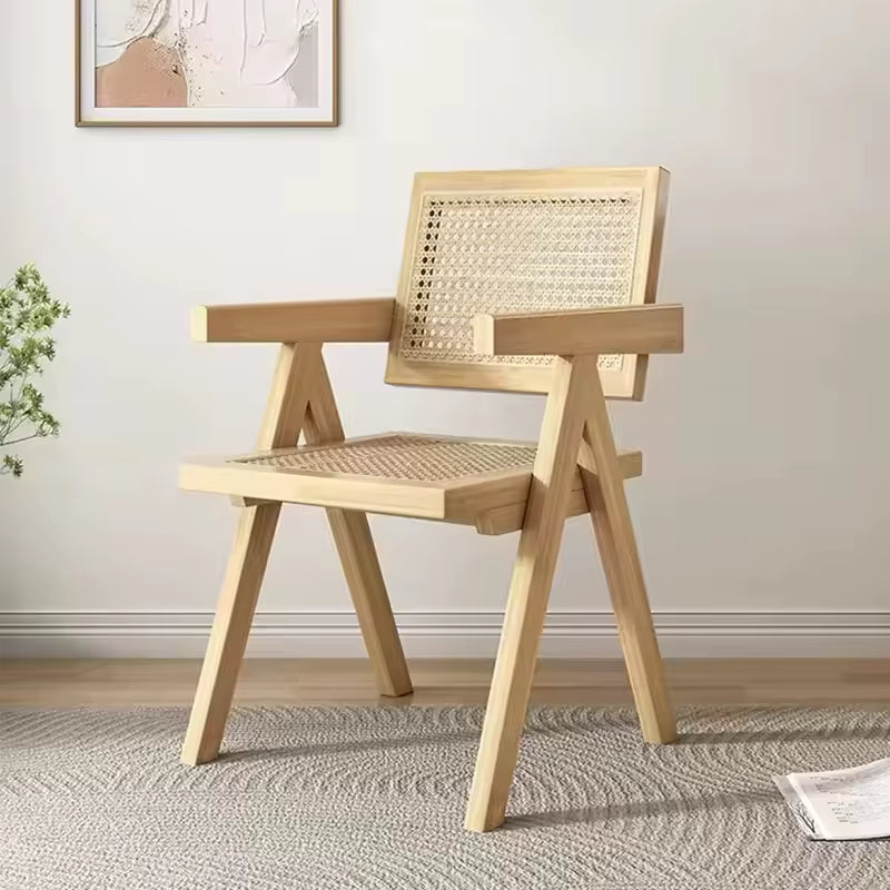 Modern Price High Quality Rattan Chair Wooden Dining Chair Solid Wood Rattan Chairs for Balconies Coffee Shop Outdoor Courtyard