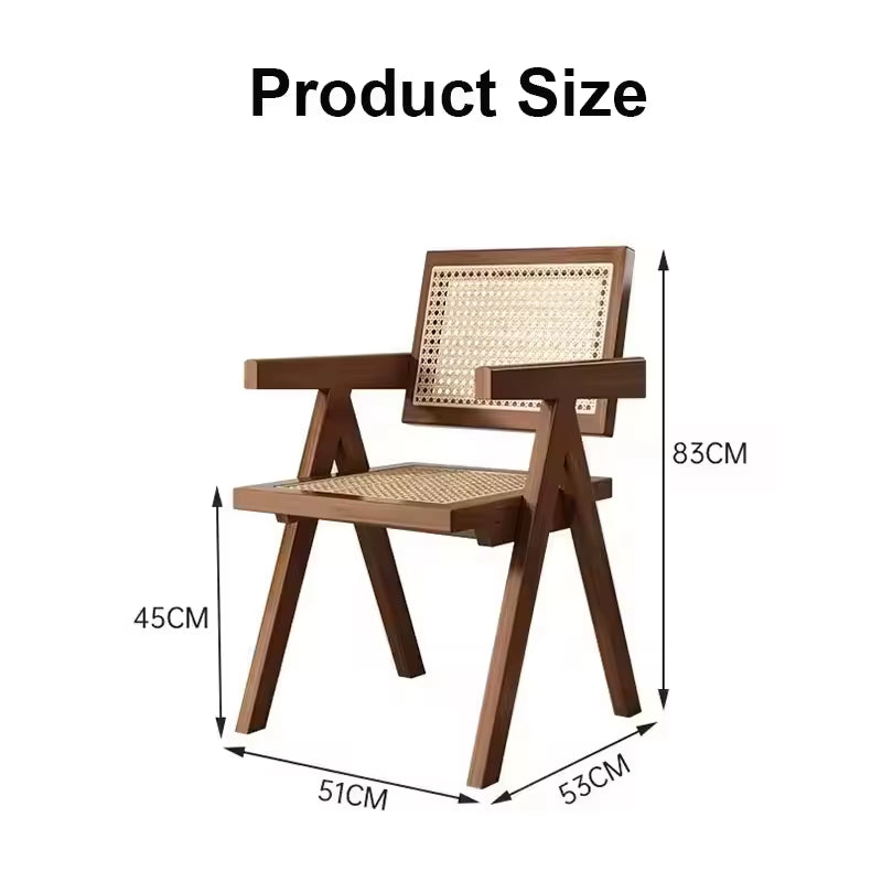 Modern Price High Quality Rattan Chair Wooden Dining Chair Solid Wood Rattan Chairs for Balconies Coffee Shop Outdoor Courtyard