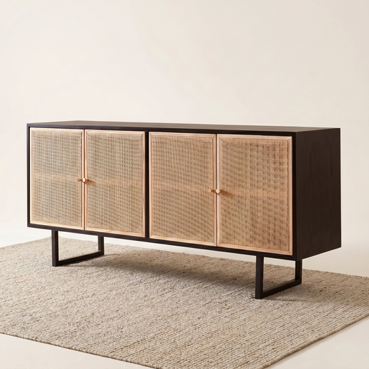 Custom Modern Style Dinning Room Living Room Furniture Modern Sideboard Cabinet Rattan Wooden Sideboard Cabinets